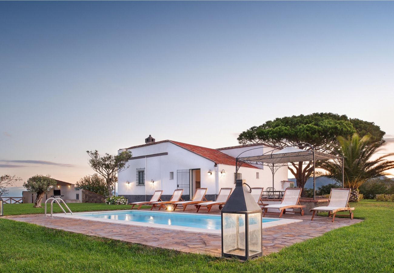 Casa Del Capitano, Sorrento Villas with Pool | Feelingitaly.com pool, garden and casa del capitano at the sunset, vacation villa massa lubrense, italy